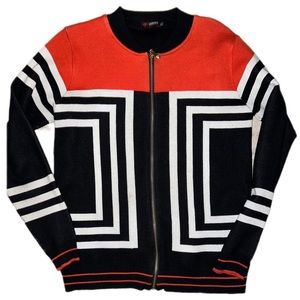 Black/Orange Fashion Zip Up Jacket